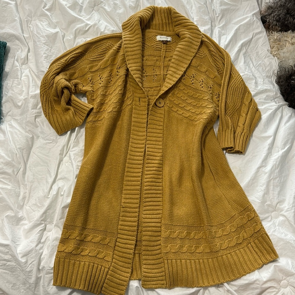 Sonoma mustard yellow long cardigan duster sweater SO SOFT